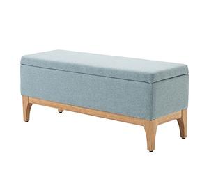 HOMCOM Banc de Rangement, Coffre de Rangement avec Couvercle Amovible Style scandinave, Bout de lit en Tissu Lin, 110 x 39 x 45 cm, Vert Clair