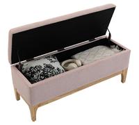 HOMCOM Banc de rangement, coffre de rangement avec couvercle amovible style scandinave, en tissu lin, 110 x 39 x 45 cm, rose