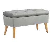 HOMCOM Banc de Rangement, Coffre de Rangement, avec Couvercle, Tissu Effet Velours, Pieds en Bois, Charge jusqu'à 120 kg, pour Salon, Chambre, entrée, 80 x 35 x 42 cm, Gris