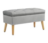 HOMCOM Banc de rangement coffre de rangement tissu effet velours pieds en bois charge max. 120 kg 80 x 35 x 42 cm, gris