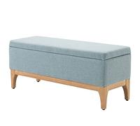 HomCom Banc de rangement scandinave, couvercle amovible, tissu lin, 110×39×45 cm, vert clair