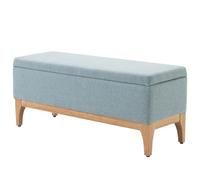 HomCom Banc de rangement scandinave, couvercle amovible, tissu lin, 110×39×45 cm, vert clair