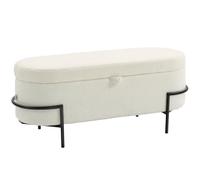 HOMCOM Banc de Rangement en Tissu Bouclette 114,5 x 40 x 48 cm Crème