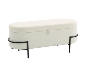 HOMCOM Banc de Rangement en Tissu Bouclette 114,5 x 40 x 48 cm Crème