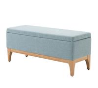HOMCOM Banc de Rangement, Coffre de Rangement avec Couvercle Amovible Style scandinave, Bout de lit en Tissu Lin, 110 x 39 x 45 cm, Vert d'eau