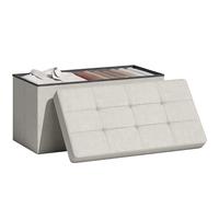HomCom - Banc de rangement Chesterfield capitonné - 76 x 38 x 38 cm, 84 L, pliable, crème