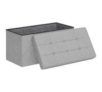 HOMCOM Banc de Rangement Pouf de Rangement 84L 76 x 38 x 38 cm Gris Clair