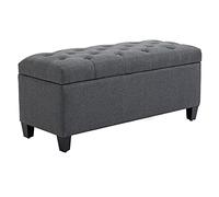 HOMCOM Banc de Rangement Pouf Salon Capitonné 100 x 40 x 44 cm Gris Foncé