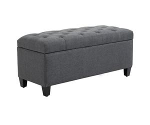 HOMCOM Banc de Rangement Pouf Salon Capitonné 100 x 40 x 44 cm Gris Foncé | Bout de Lit, Coffre de Rangement, Repose-Pieds, pour Salon Chambre Entrée