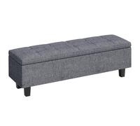 HOMCOM Banc de Rangement Rembourré 138x40x45 cm Gris Foncé | Banc de lit aspect lin avec pieds en bois, banc à chaussures pour chambre, salon, couloir