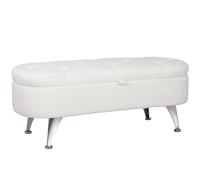 HOMCOM Banc de Rangement rembourré en Velours avec Pieds en métal pour Salon, Chambre à Coucher, Couloir, 114 x 47 x 46,5 cm, Blanc