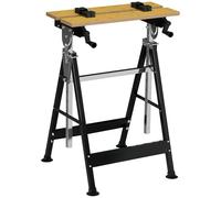 HOMCOM Banc de travail réglable 65 x 57 x 85-114 cm Bois naturel et noir