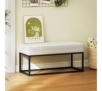 HOMCOM Banc d'Entrée Moderne en Acier, Éponge et Tissu Velours avec Pieds Réglables, 94x42x44 cm, Crème