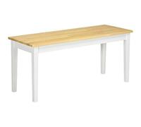HOMCOM Banc en Bois pour 2 Personnes Bicolore Assise Naturelle et piètement Blanc - 102 x 36 x 45 cm