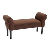 HOMCOM Banc Entrée Bout de Lit Rembourré pour Chambre à Coucher, Tissu à Voile, Marron, 102 x 36 x 51 cm