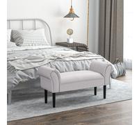 Homcom Banc Gris Clair Contemporain Accoudoirs Courbés Confort Supérieur 102x31x51cm | Aosom France