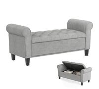 HOMCOM Banc Ottoman de Rangement 50" capitonné Gris