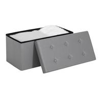 HOMCOM Banc Ottoman de Rangement, 89L PU Leather Folding Foot Rest Stool, End of Bed Bench, Easy Assembly, for Living Room, Bedroom, Entryway, Grey