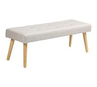 HOMCOM Banc rembourré aspect lin avec pieds en bois pour chambre à coucher, salon, couloir 120 x 41 x 43 cm Crème