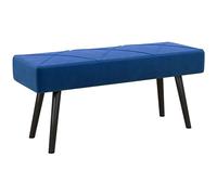 HOMCOM Banc rembourré aspect velours avec motif X et pieds en acier pour chambre à coucher, salon, couloir 100 x 36 x 45 cm Bleu