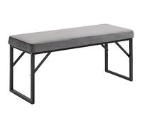 HOMCOM Banc rembourré aspect velours avec pieds en acier pour chambre à coucher, salon, couloir 100 x 35 x 47 cm Gris foncé