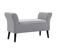 HOMCOM Banc rembourré avec espace de rangement et accoudoirs - Moderne - Pour couloir, chambre à coucher, salon - En polyester velouté - Gris clair - 115,5 x 43,5 x 66 cm