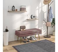 HOMCOM Banc rembourré, avec rangement, Acier, 100 x 37,5 x 42 cm, Rose