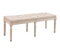 HOMCOM Banc rembourré Banc de lit Vintage, Banc de Chambre à Coucher avec Boutons, Aspect Lin, Peut Supporter jusqu'à 120 kg, 117x40x48cm, Beige