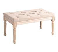 HOMCOM Banc rembourré Banc de lit Vintage, Banc d'entrée avec Boutons, Aspect Lin, supporte jusqu'à 120 kg, 80x40x43cm, Beige