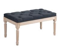 HOMCOM Banc rembourré Banc de lit Vintage, Banc d'entrée avec Boutons, Aspect Lin, supporte jusqu'à 120 kg, 80x40x43cm, Gris foncé