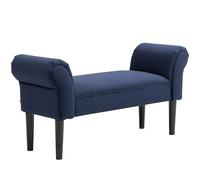 HOMCOM Banc rembourré en toile avec accoudoirs, banc de lit avec cadre en bois, banc à chaussures pour chambre à coucher, salon, couloir, 102 x 36 x 51 cm, bleu