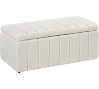 HOMCOM Banquette avec espace de rangement, banquette rembourrée avec aspect toison de nounours, banquette lit avec pieds en bois, coffre de rangement pour entrée, chambre à coucher, salon, blanc crème