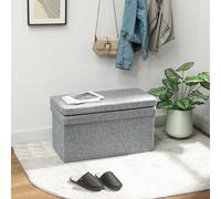 HOMCOM Banquette Coffre Pliable avec Dossier et Coffre de 77 L, Revêtement en Tissu, 76x50x73 cm, Gris