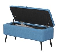 HOMCOM Banquette Coffre Pouf Repose-pieds Rembourré, 102x40x44 cm, Bleu foncé