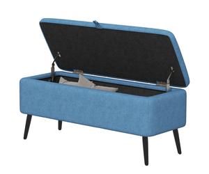 HOMCOM Banquette Coffre Pouf Repose-pieds Rembourré, 102x40x44 cm, Bleu foncé