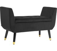 HOMCOM Banquette de luxe Banc rembourré avec espace de rangement Accoudoirs Banc coffre Polyester velouté Bois caoutchouc Gris foncé 107 x 42 x 65 cm