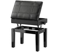 HOMCOM Banc de Piano, Banc de Clavier réglable en Hauteur en Bois Massif, Tabouret Piano avec Compartiment caché, siège rembourré polyuréthane, Stable et antidérapant, Charge 150kg, Noir