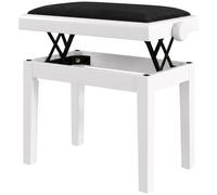 HOMCOM Banquette de Piano réglable en Hauteur 61,5 cm, siège avec Coussin rembourré Effet Velours, Pieds en hévéa laqué, pour Coiffeuse, Chambre ou Salon, Blanc