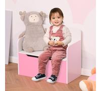HOMCOM Banquette de Rangement avec Dossier en Bois pour Enfants de 3-6 Ans, 60x30x50 cm, Rose