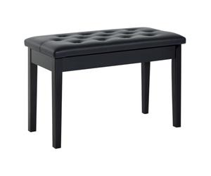 HOMCOM Banquette Tabouret siège pour Piano avec Coffre Noir | Pied Bois Caoutchouc, Assise Capitonnée, Revêtement Synthétique