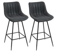 HOMCOM Bar Stools Set of 2, PU Leather Upholstered Swivel Barstools, Breakfast Bar Chairs with Backrest and Footrest for Kitchen Island Counter, Dining Room, Black (tabourets de bar pivotants en cuir