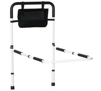 HOMCOM Barre d'Appui Lit Pieds Réglable 52 x 85-95 x 71-102 cm Blanc Noir