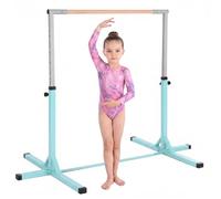 HOMCOM Barre Fixe de Gymnastique pour Enfant Réglable 92-150 cm | 13 Niveaux, Acier et Bois de Hêtre, Barre de Gym d'Entraînement à Domicile, Antidérapant, Facile à Assembler