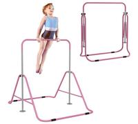 HOMCOM Barre Fixe de Gymnastique pour Enfants Pliante - Hauteur réglable de 88 à 128 cm - avec Base Triangulaire en Acier - Rose