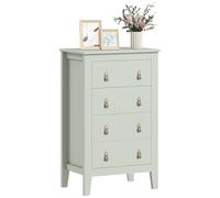 HOMCOM Bedroom Chest of Drawers, Modern 4 Drawer Dresser Cabinet with PU Leather Handles and Metal Runners for Living Room, Hallway, Entryway, Green (Commode Moderne à 4 tiroirs avec poignées en Cuir