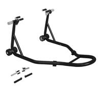 HOMCOM Béquille d'Atelier Moto Avant avec Goupille Réglable Acier Noir | Support pour Moto, Adaptateurs pour Bras Oscillant, Support Universel de Levage pour Atelier