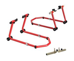 HOMCOM Béquille Moto Atelier 390 kg Avant et Arrière Réglable Rouge