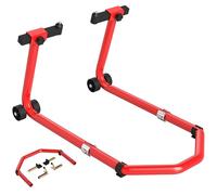 HOMCOM Béquille roue avant arrière charge 390 kg, béquille d'atelier moto avec bras réglable en acier, lève-moto fourche en forme de U + L, pour réparation entretien stockage domicile, rouge