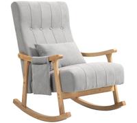HOMCOM Berceuse avec Dossier et Coussin Lombaire, Patins Bois, Gris
