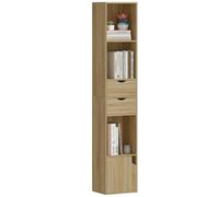 HOMCOM Bibliothèque 6 étagères avec tiroir 30x24x158 cm chêne